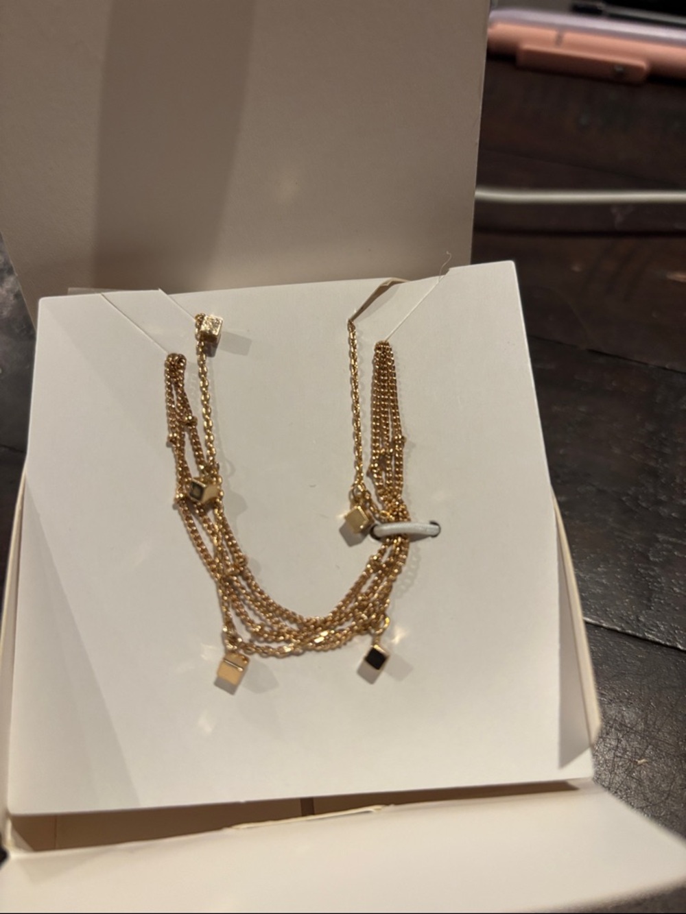 NWOT Multi-Strand Gold Cube Charm Bracelets for Women